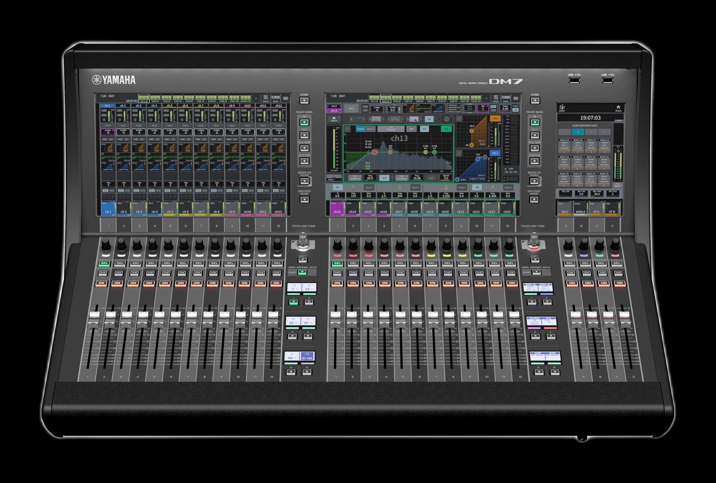 Tampak Tampak depan Yamaha DM7 — digital mixer